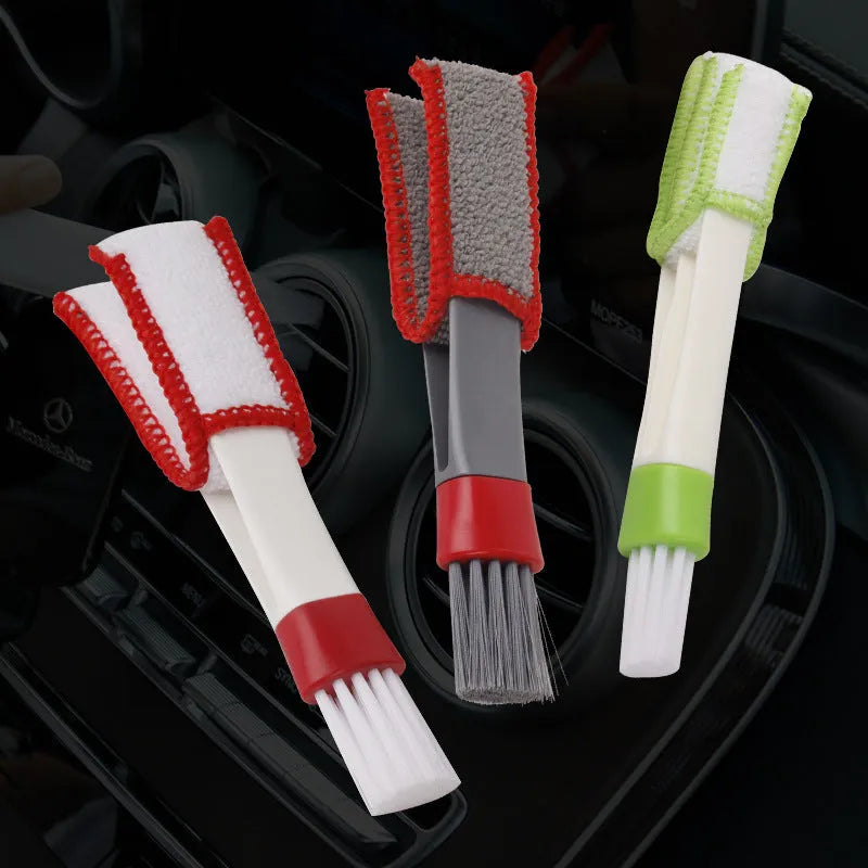 Double head gap brush with ABS handle and superfine fibre head, 18x5x2cm, for air conditioner cleaning