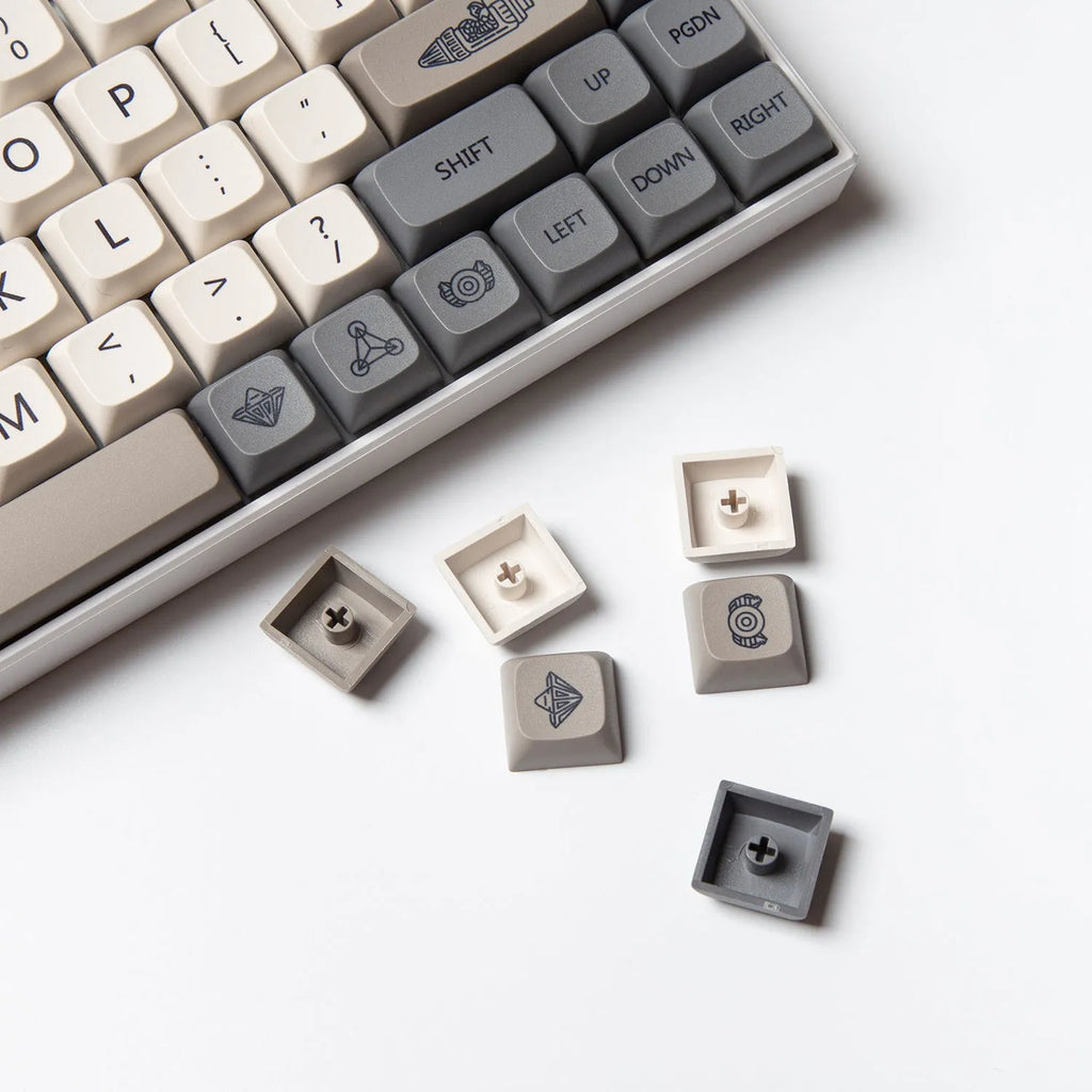 Set of 139 PBT plastic XDA profile keycaps for mechanical keyboards with opaque finish.