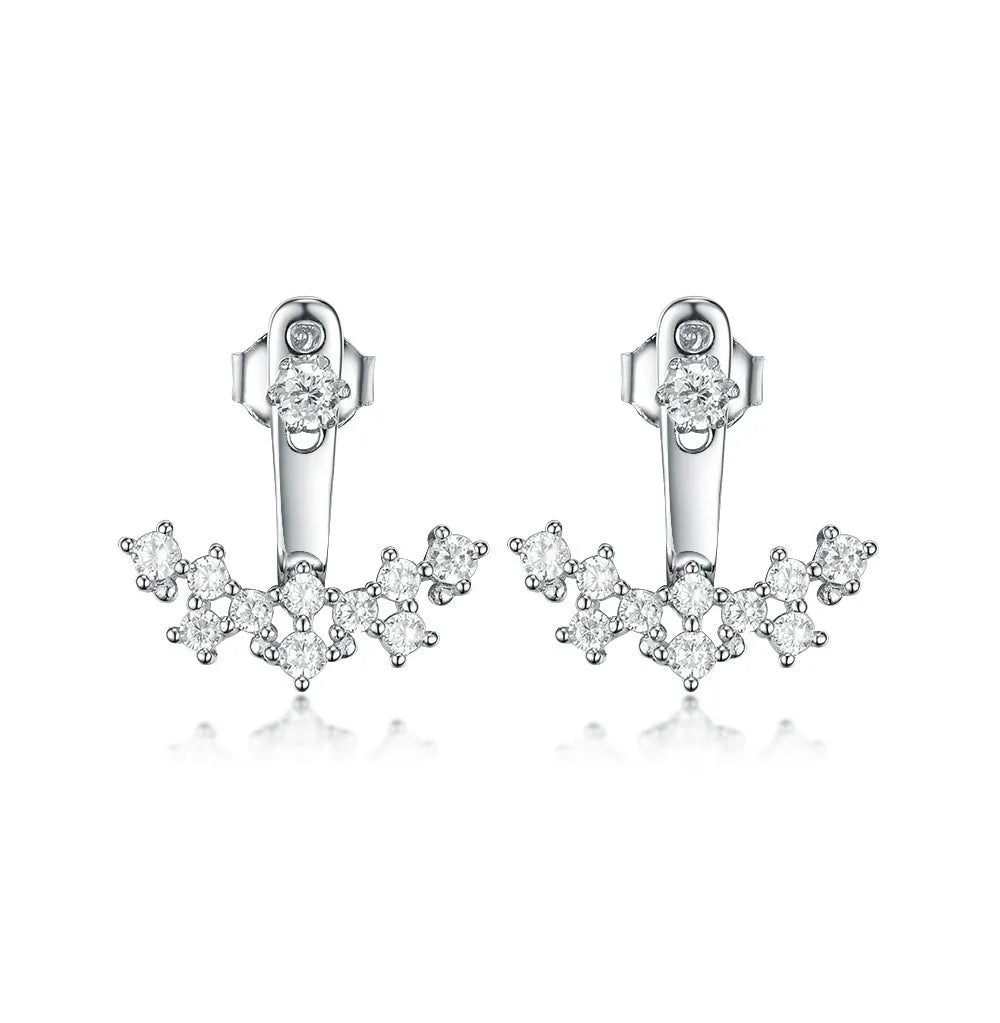 925 silver smile earrings with diamond-embedded design, U-shaped geometric silhouette, Style 1