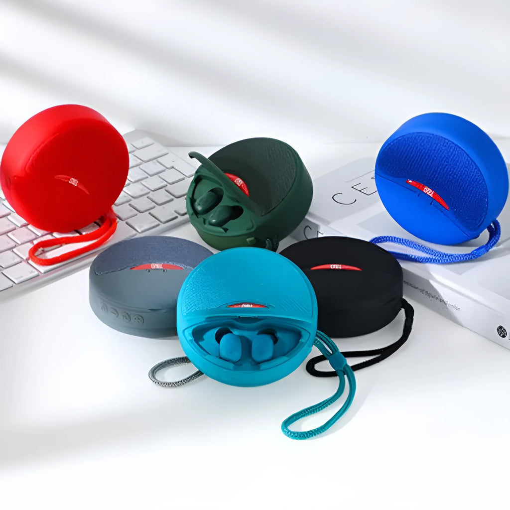 TG808 outdoor stereo wireless Bluetooth speaker two-in-one headset in Black with built-in controls