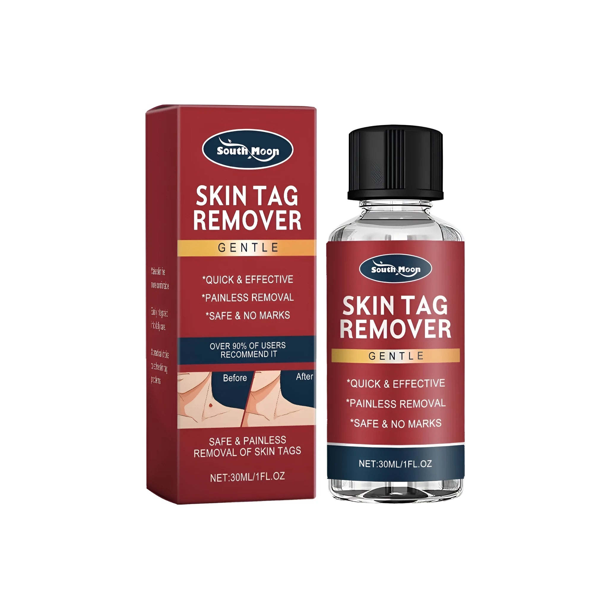 30ml bottle of body skin care liquid with tocopherol, mint, and aloe ingredients.