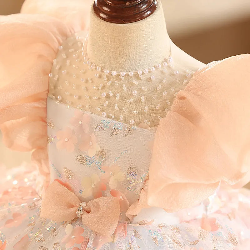 Children's polyester princess dress in floral colour for height 80-150cm for birthday parties