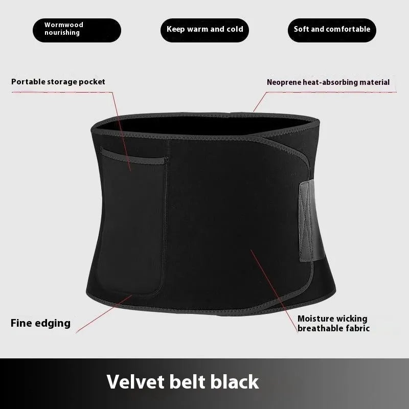 Black sports waist and abdominal support belt for yoga and fitness body shaping