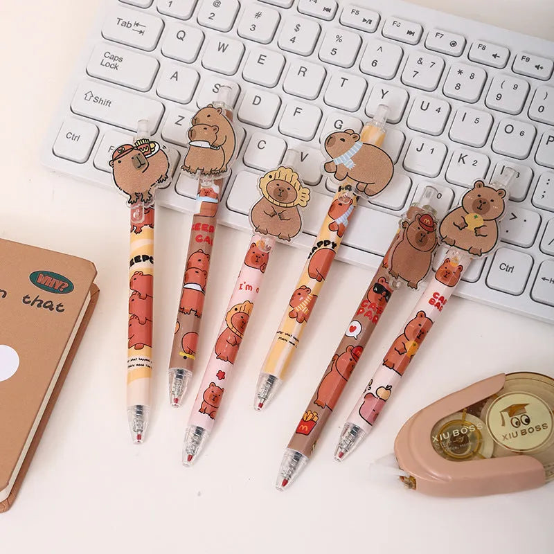 Cartoon bear design gel pressing pen set containing 48 pens with carbon black ink