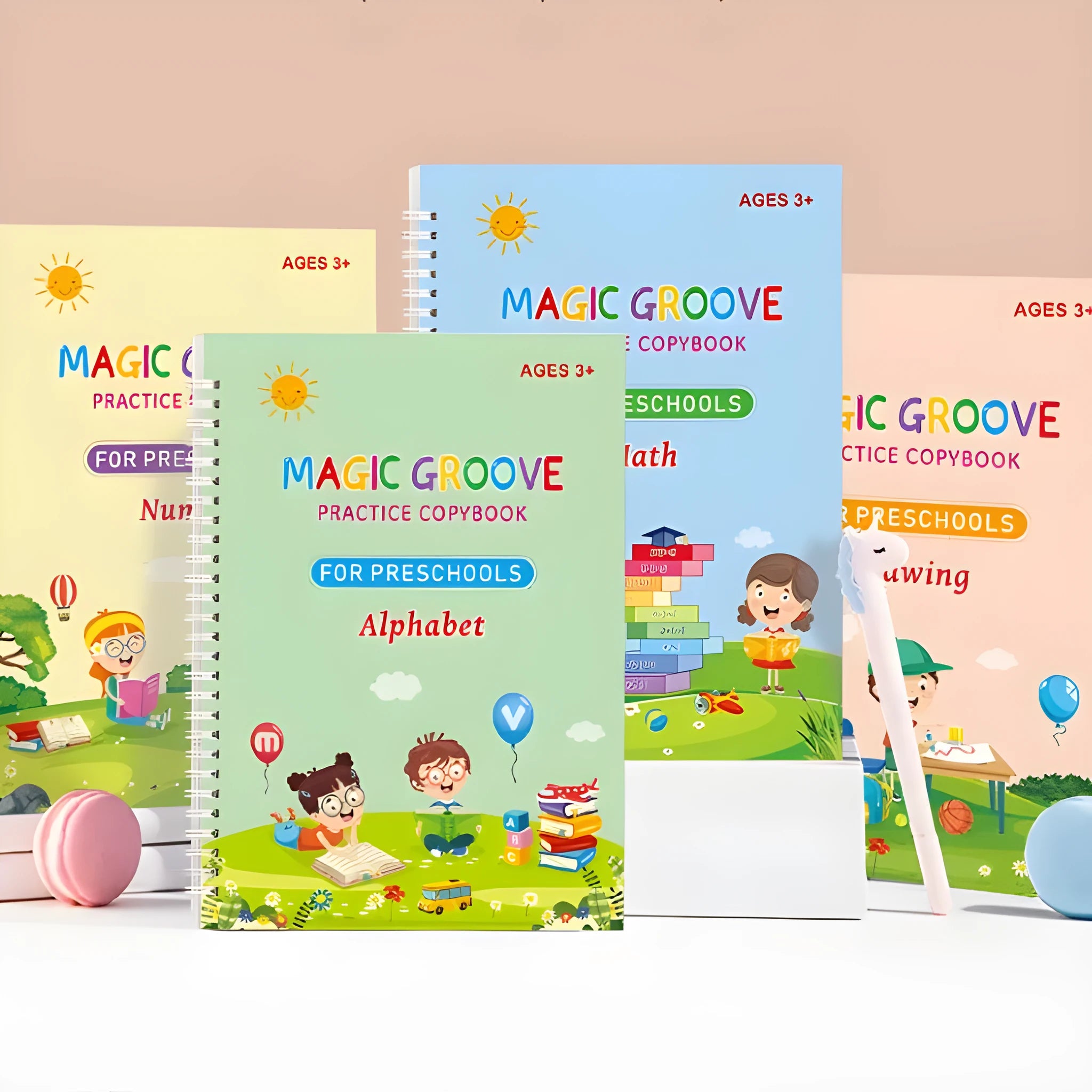 English children's groove magic calligraphy pen with ten refills and lettering set