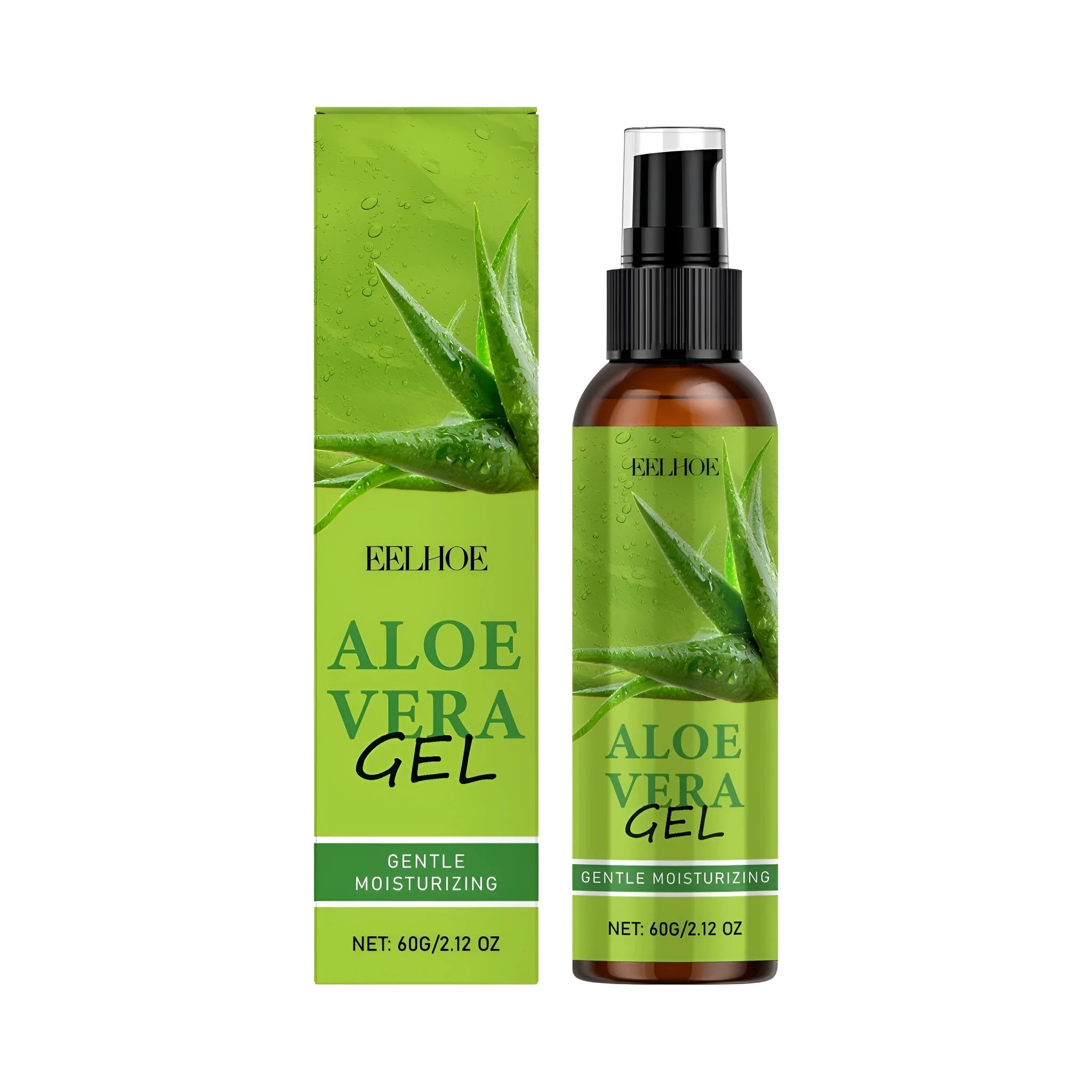 60g aloe vera hydrating gel bottle with pump dispenser showing clear gel formula