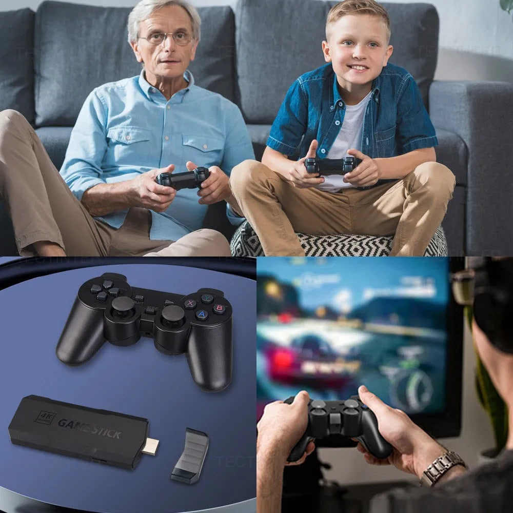 HD wireless 4K game console with HDMI connectivity and portable design next to included accessories