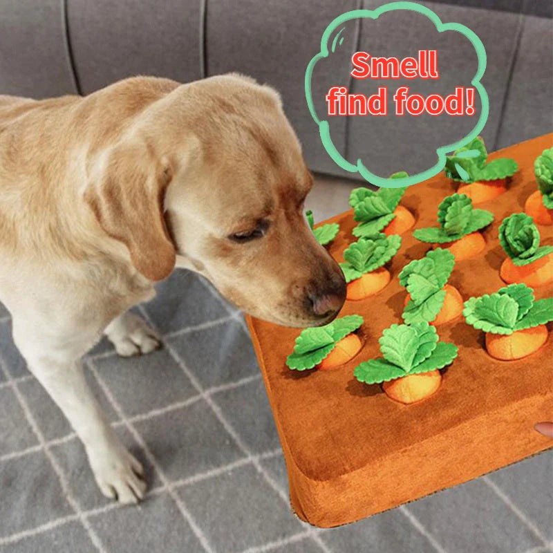 Durable Carrot Plush Chew Toy for Dogs and Cats - Soft Cotton Fabric, Snuffle Mat, Engaging Design