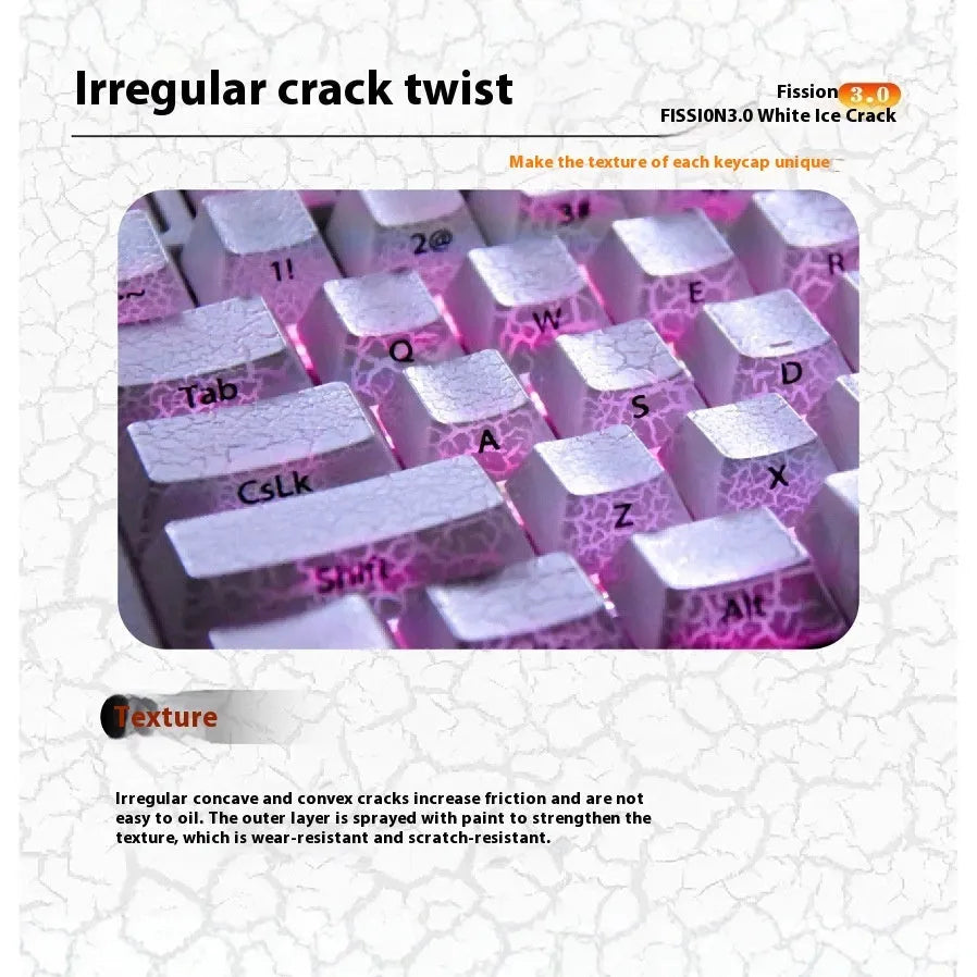 White transparent mechanical keyboard keycap set with double stitching for 123-key Qingying standard keyboards