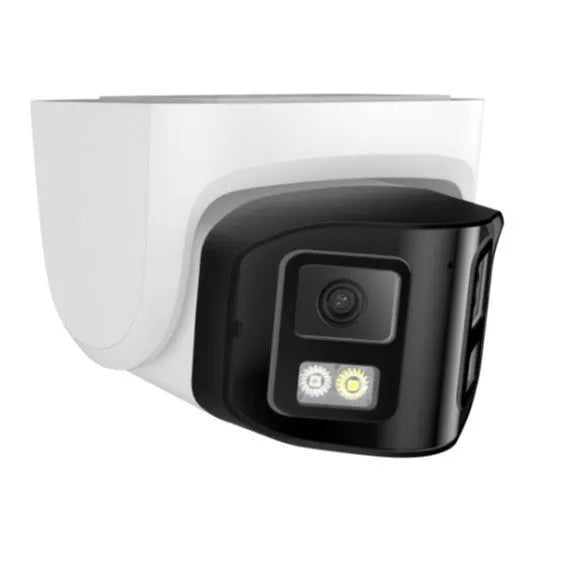 Dual-lens panoramic CCTV webcam with IP66 waterproof rating for indoor and outdoor security monitoring