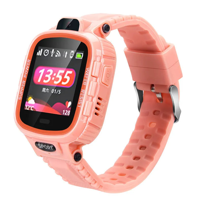 Children's phone watch with GPS and camera, 1.44-inch touch screen, silicone strap, blue colour