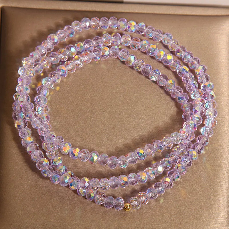 New Chinese style multi-layer champagne crystal bracelet for women with three circles of crystal beads