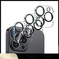 iPhone tempered glass camera lens protection film with black luminous ring and 3D radian design