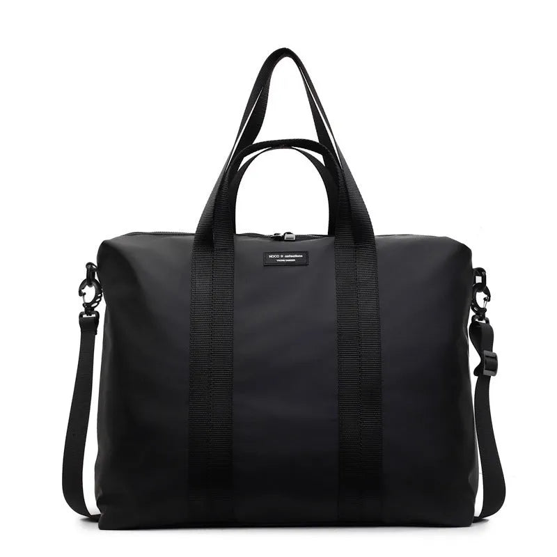 Lightweight Oxford cloth tote bag in black colour with 20-35L capacity for travel storage