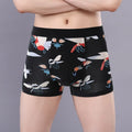 Men's purified cotton boxer shorts with floral pattern and U-shaped convex design in extended sizes