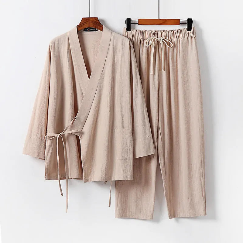 Cotton linen cardigan Hanfu two-piece suit in traditional design with modern silhouette