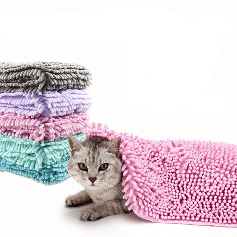 Pet chenille extra size quick-drying absorbent towel in large 85x60cm on a surface