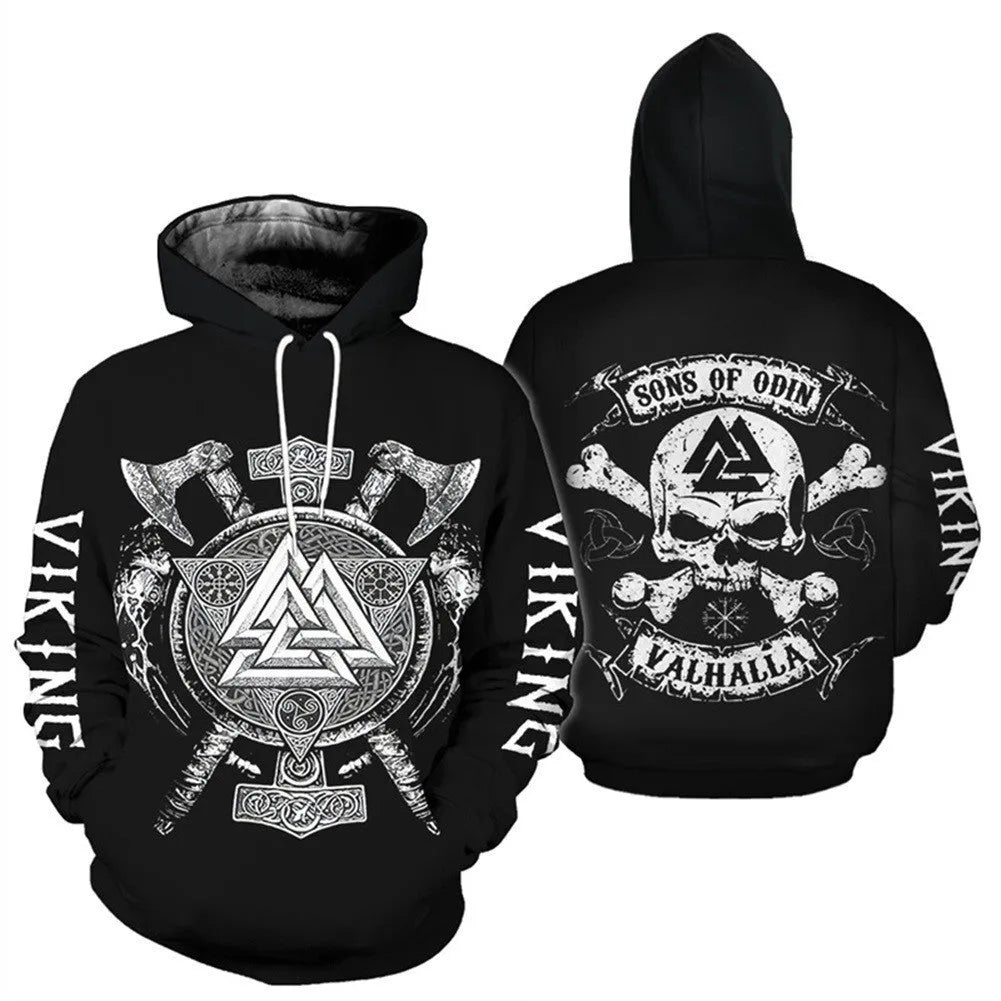 Printed street fashion hoodie for men loose fit polyester pullover front view
