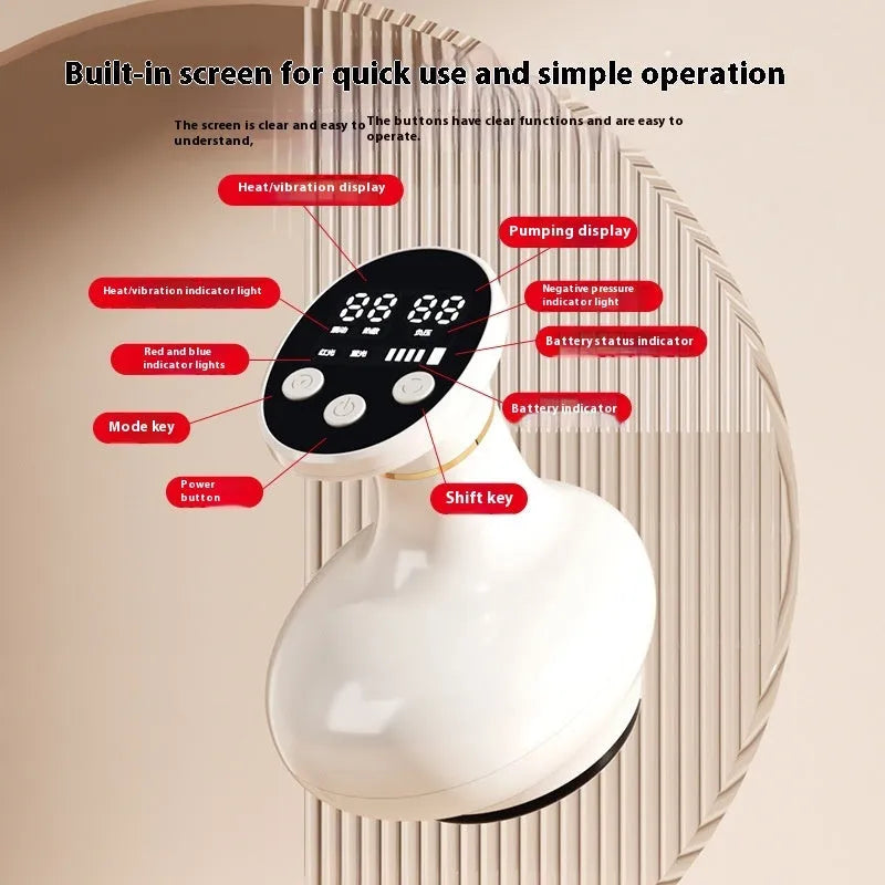 Large suction cupping therapy massager with infrared heating, Type-C charging and 1800 mAh battery in white, red or green