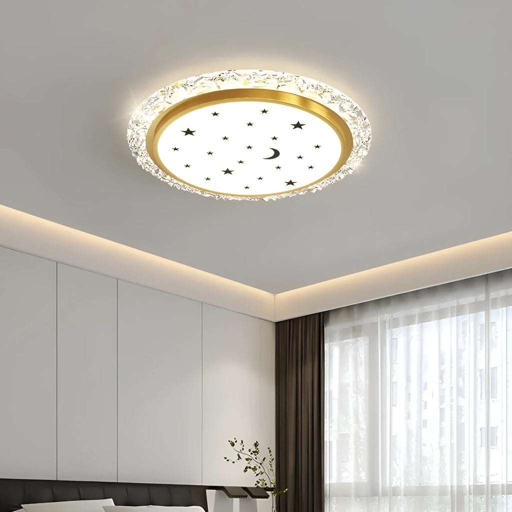 Modern simple style LED ceiling lamp with remote control in platinum or white finish