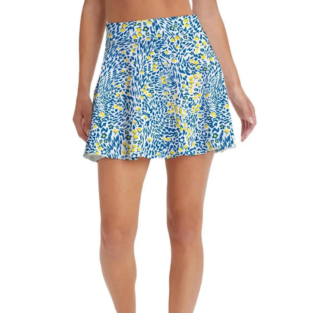Women's blue high waist half-length sports skirt for golf tennis badminton