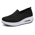 Women's mesh casual low top lace-up shoes in black with car stitching and round toe