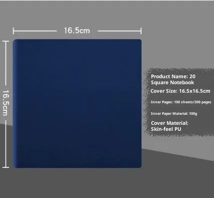 Square portable notebook with imitation leather cover, hand-painted book style, 200 sheets of 100g wood-free paper