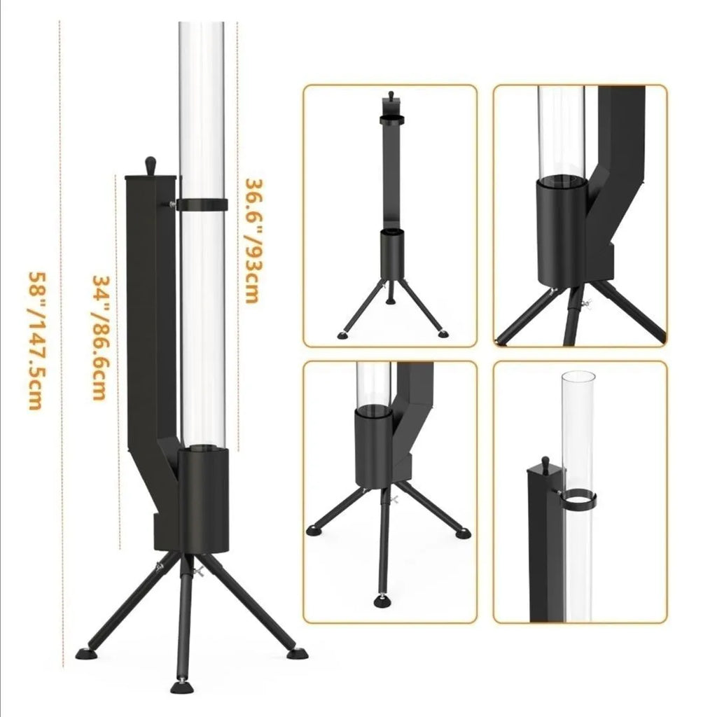 Vertical iron wood burning rocket furnace heating stove with decorative design