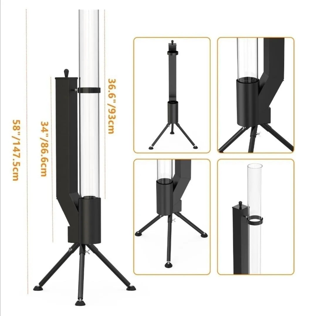 Vertical iron wood burning rocket furnace heating stove with decorative design