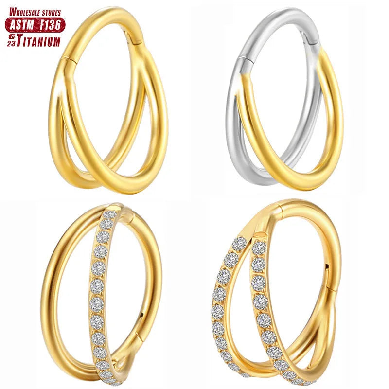 Titanium alloy fork nose ring body piercing jewellery in multiple colours and sizes