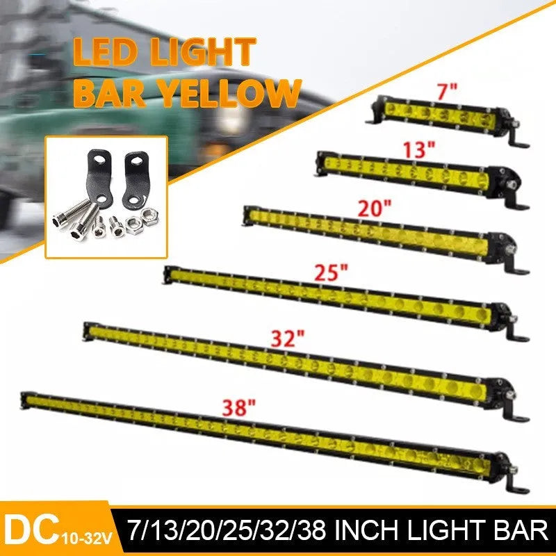 25 inch single row LED light bar with aluminium housing and mounting brackets