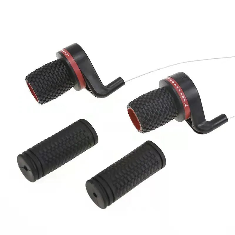 Black mountain bike shifting handle set with cables and grips for 22.2mm handlebars