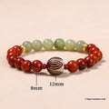 Red rosewood and grey jade Bodhi Lotus bracelet with geometric round beads