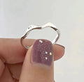 925 sterling silver minimalist ring with adjustable opening for women, Korean-style niche design on white background