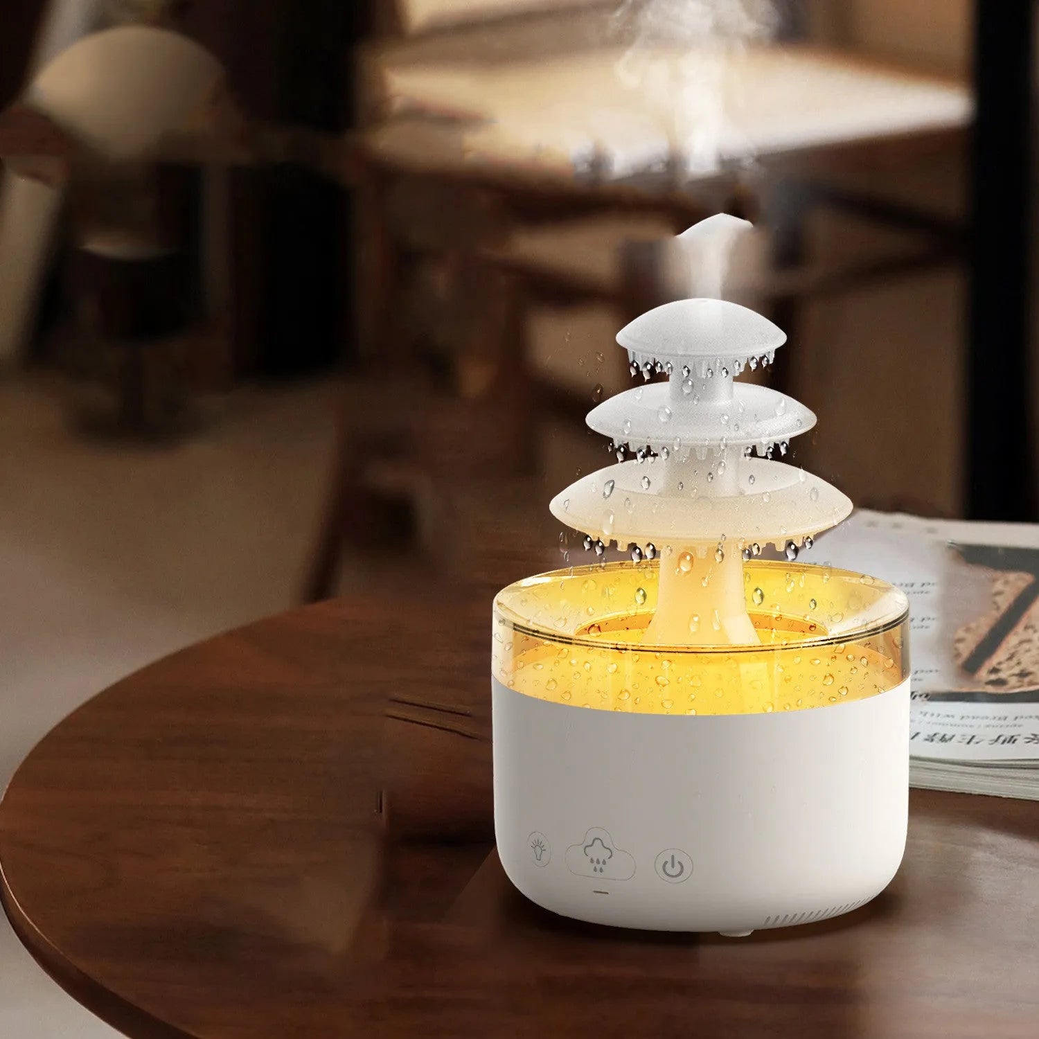 New Cloud Rain Air Humidifier with 7 colour atmosphere light and 500ml capacity in white