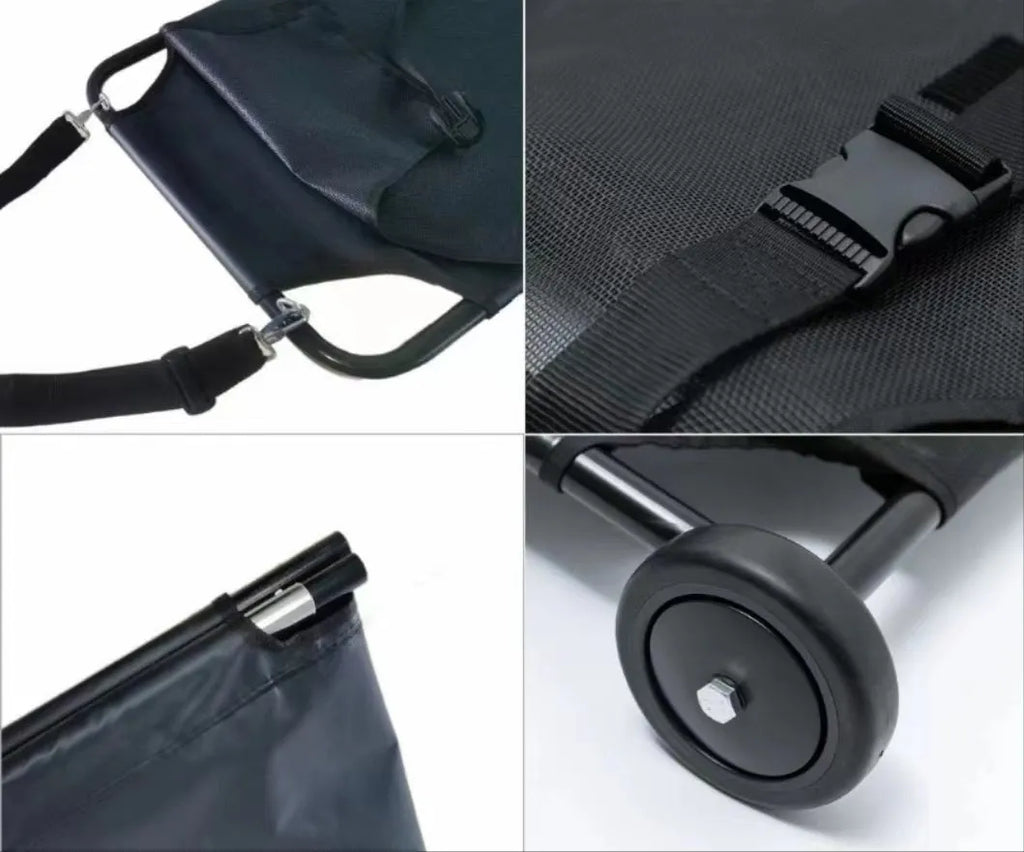 Black foldable aluminium alloy pet stretcher in large size for emergency dog transfer