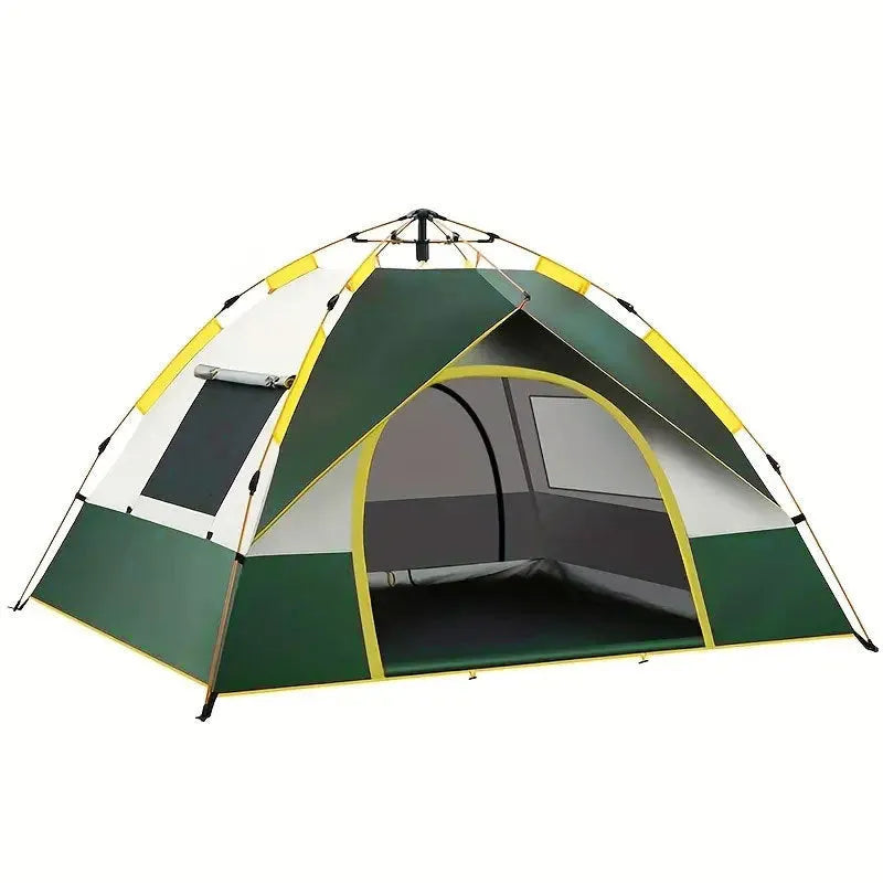Dark green silver glue camping tent with automatic quick opening system for 3-4 people