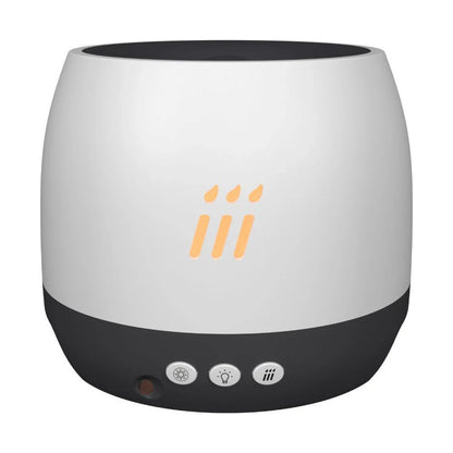 Ultrasonic essential oil diffuser with flame-inspired LED lights, providing relaxing aromatherapy and soothing ambiance for home decor