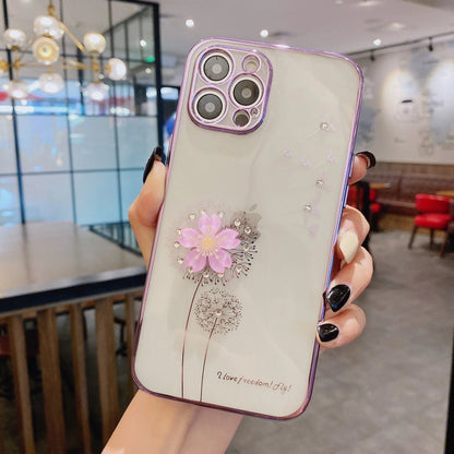 Stylish and protective 3D flower phone case with spin stand for various iPhone models