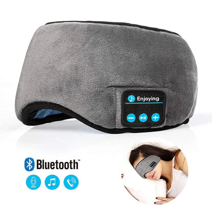 Wireless Bluetooth 5.0 Eye Mask with integrated music player, speakers, and microphone for hands-free calling