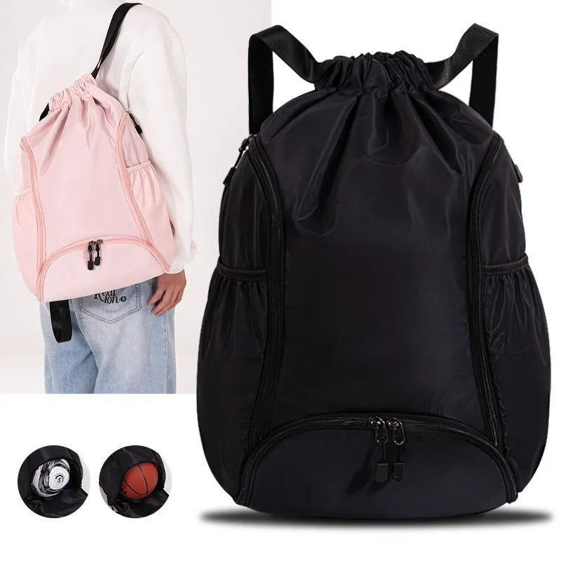 Large capacity cube-style sports backpack with drawstring closure in five colour options