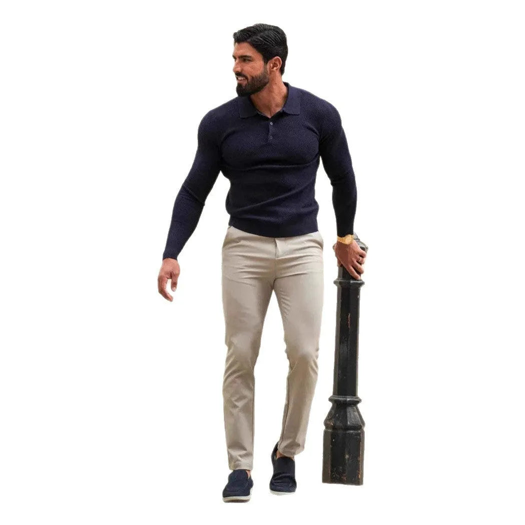 Solid colour casual men's suit pants with straight leg and button fly in black