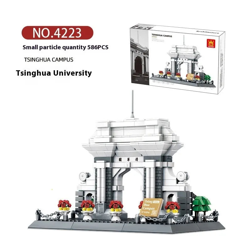 World famous architecture small particle plastic building blocks set in colour box, includes parts for landmark replicas