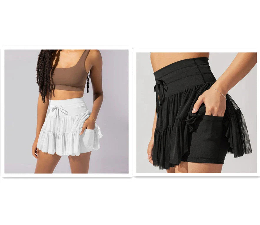 High-Waist Pleated Skirt with Lace-up Design - Stylish and Comfortable Women's Clothing