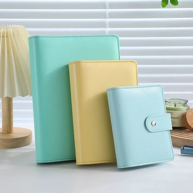 A5 PU leather loose-leaf binder zipper shell notebook cover in solid colour with closed zipper