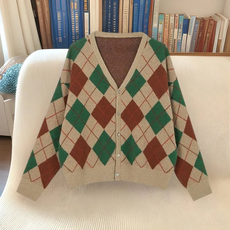 Macaron colour knitted casual cardigan in Japanese and Korean style with regular sleeves
