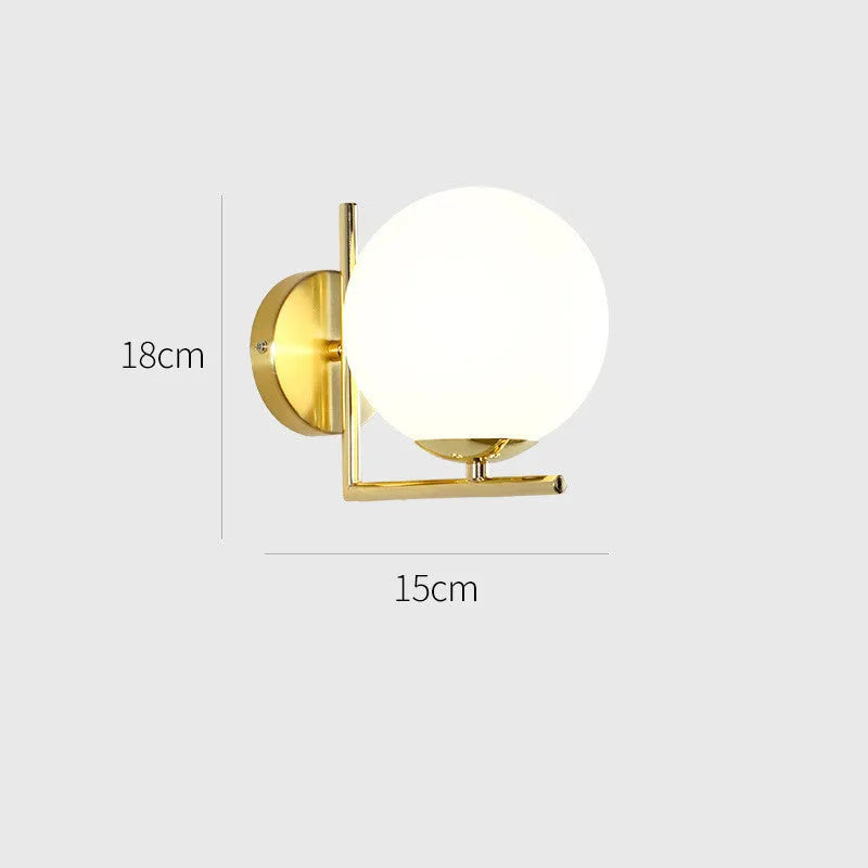 Round glass wall lamp, 15cm diameter, E27 holder, remote control, gold or chrome finish