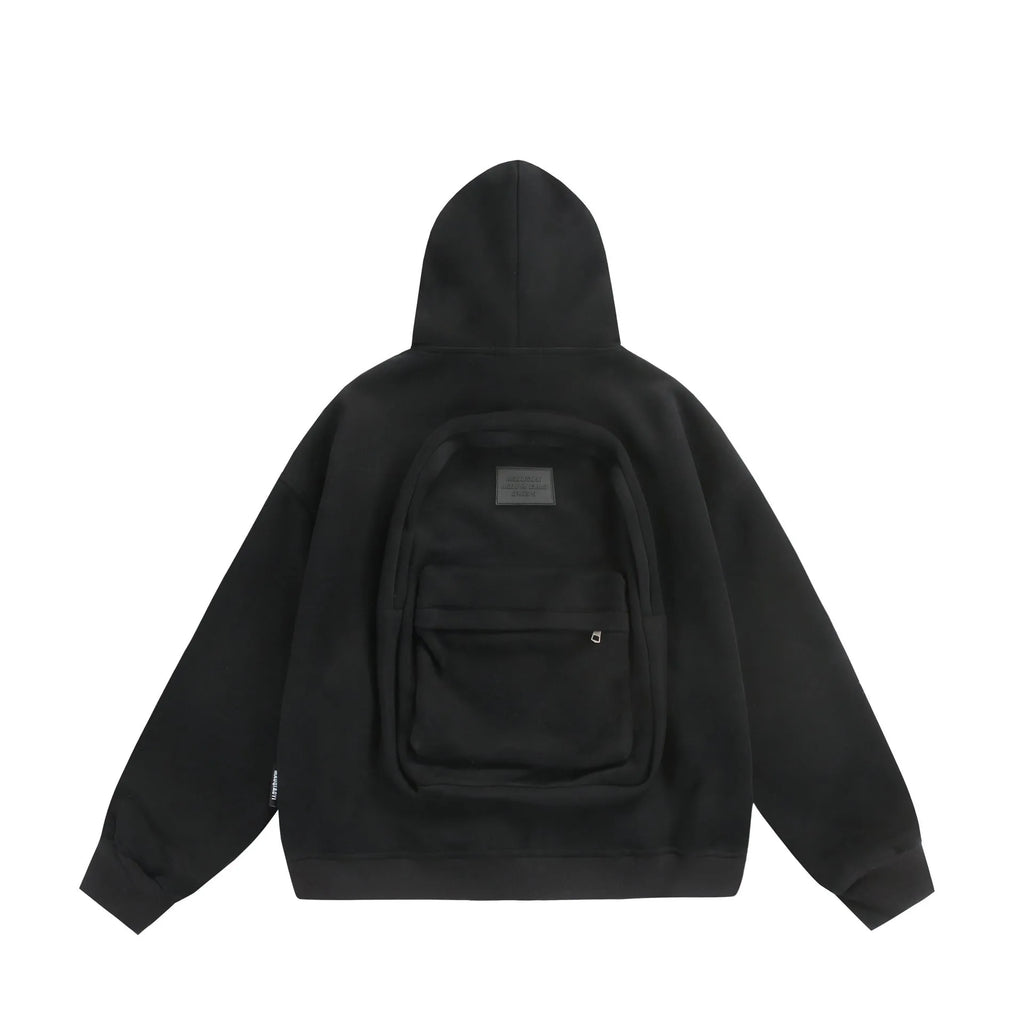 Solid colour cotton cardigan coat with back bag detail in loose fit