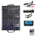 Black folding bag solar panel showing compact folded size, suitable for outdoor portable power.