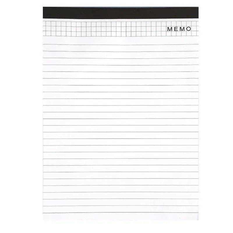 A4 tearable notebook with grid pages and wireless adhesive binding for meeting minutes